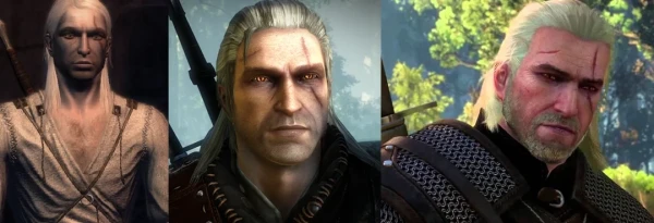 Le visage de Geralt de Riv dans les jeux vidéo "The Witcher"